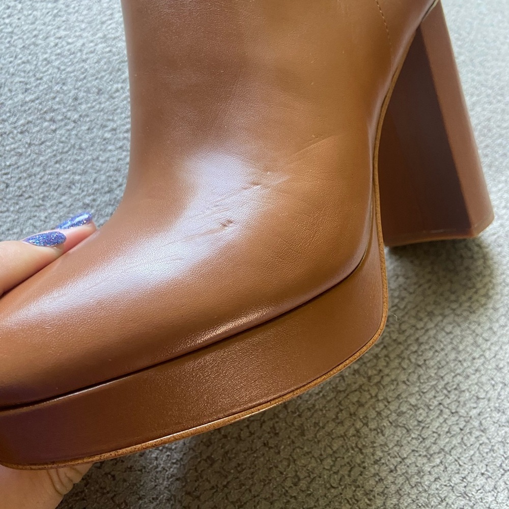 Michael Kors Women's Brown Leather Parker Platform Bootie Boots 4" Heel 10M New! - Picture 7 of 8